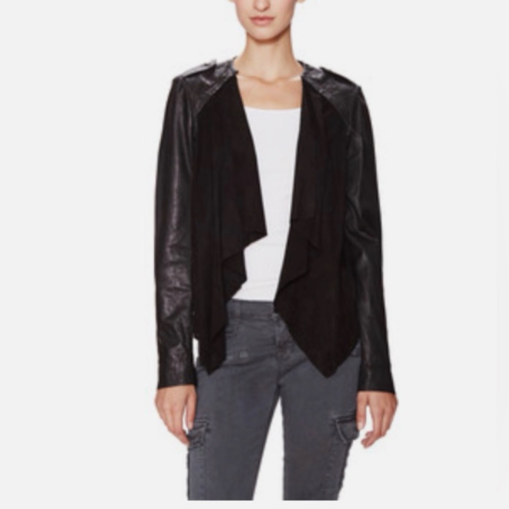 Muubaa Black Leather Sleeve Blazer